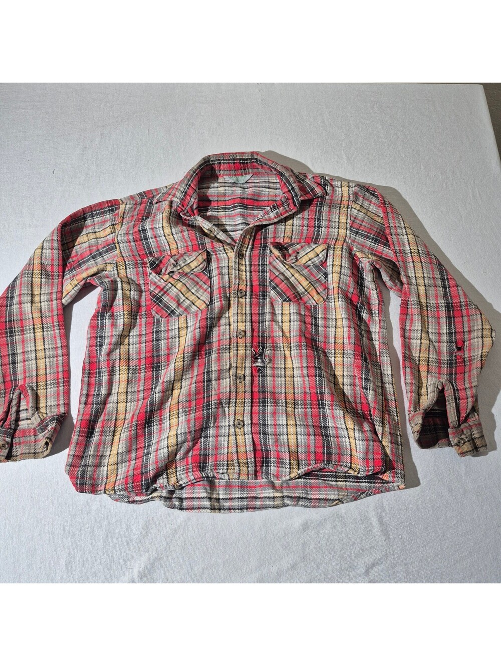 Vintage Clydesdale grunge flannel L Large plaid button-up shirt 80s